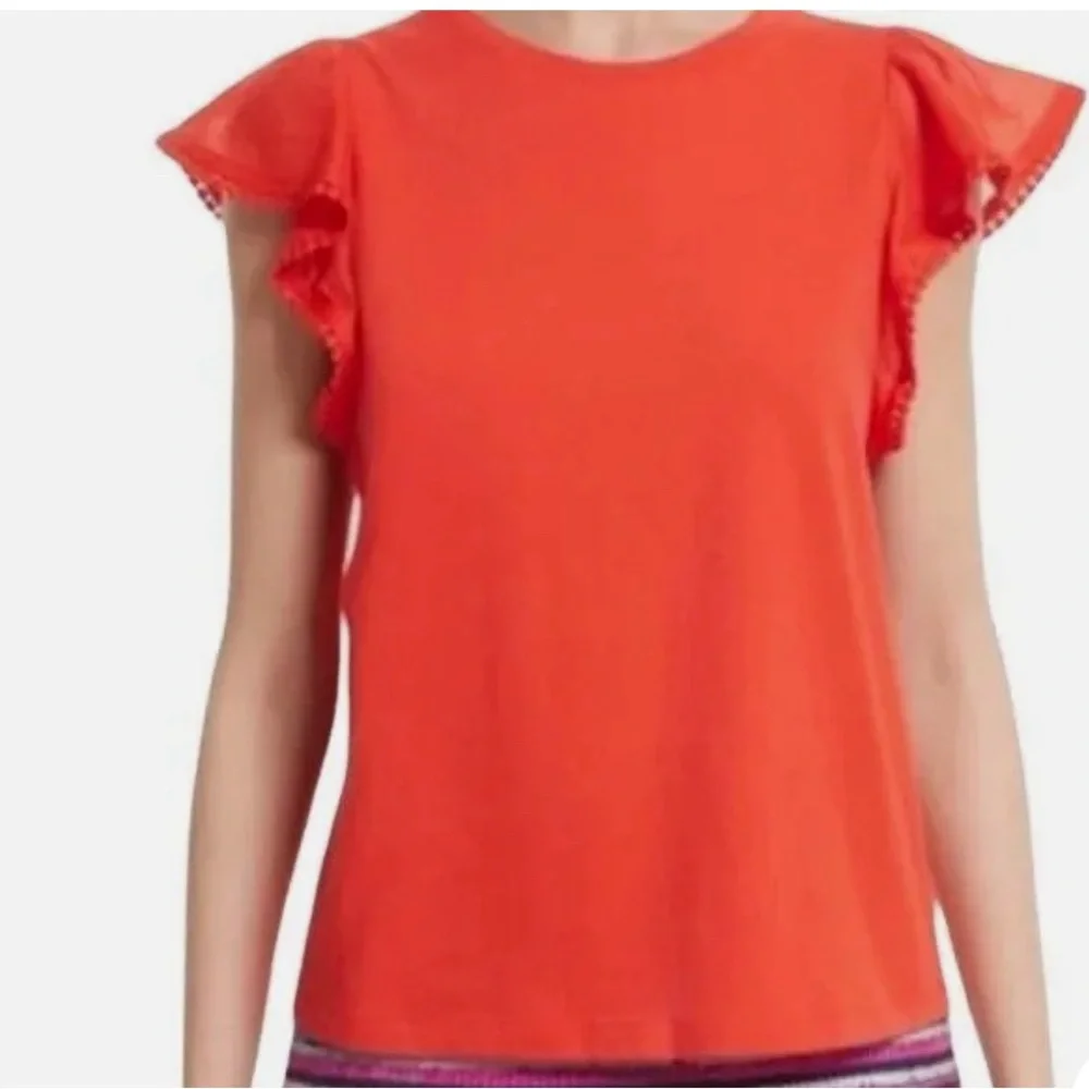 Kate Spade‎ Flutter Sleeve Broome Street Top Red Orange Cherry Pepper